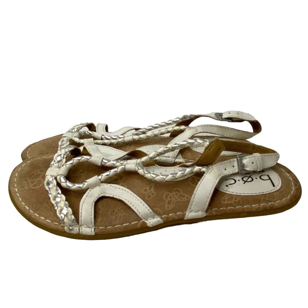 B.O.C white braided leather strappy sandals‎ flats gladiator shoes women 8M